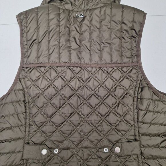 Marc‎ New York Quilted Vest Olive Green Full Zip Collar Fall Spring Womens Large - Picture 8 of 11